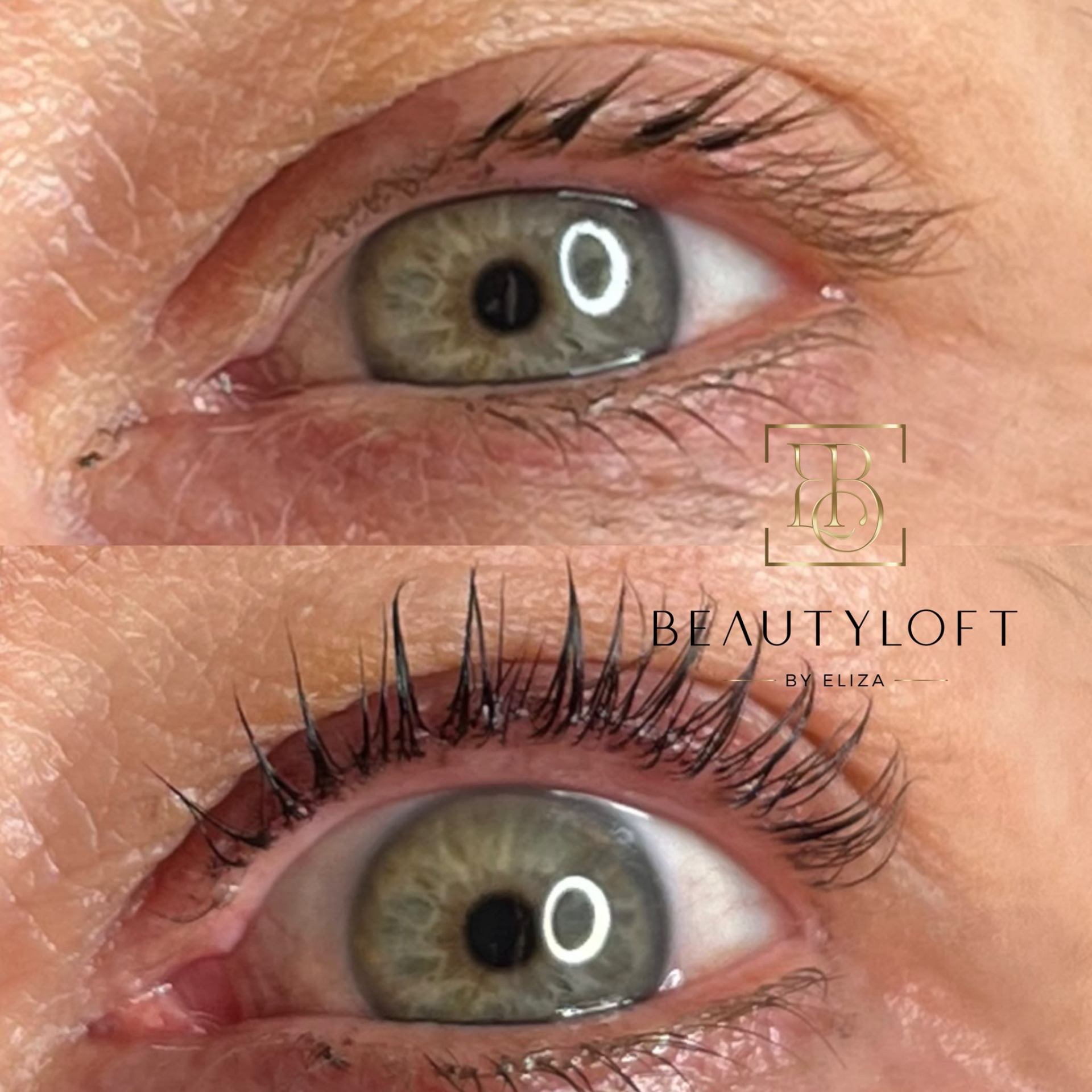 Vitamin Lashlifting Vorher-Nachher – geliftete Wimpern mit sichtbarem Schwung